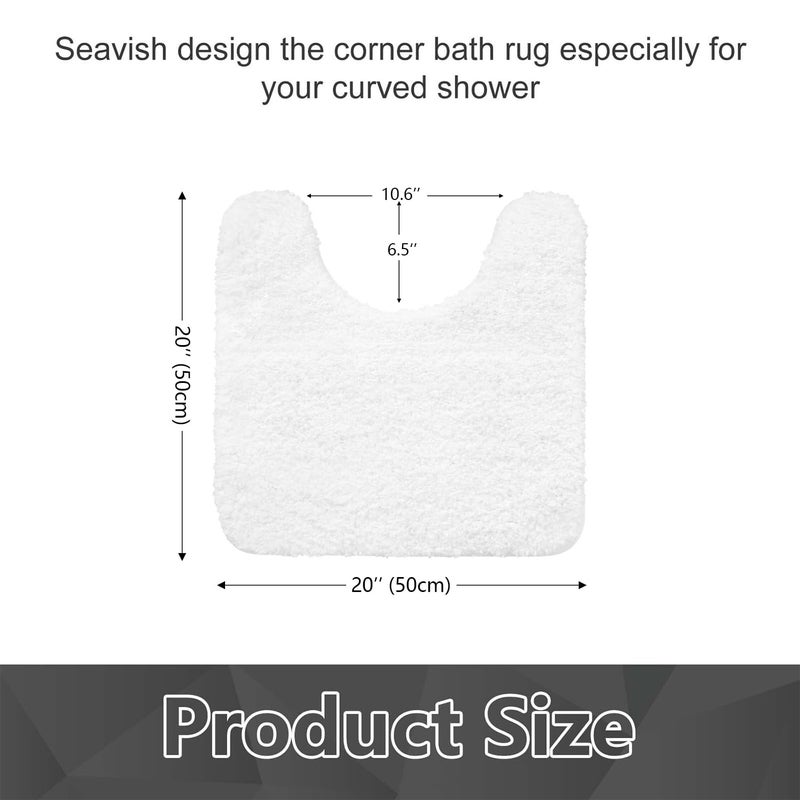 Seavish Luxury White Contour Bath Rug, 19.5 X 19.5 Inches Shaggy Bathroom Rugs,Non Slip Efficient Water Absorbent Machine Washable Tufted Bath Mat Microfiber Soft Thick Plush U-Shaped Toilet Mat - Image 5
